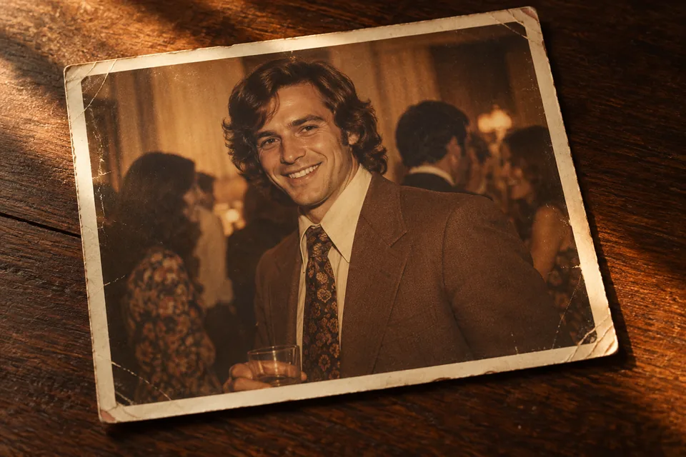 Burning Bridges AI — Illustrated throwback idea: a vintage photograph on a wooden table