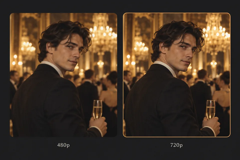 Burning Bridges AI — Concept illustration of the 480p and 720p resolution choices